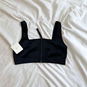 Fabletics Midnight Black Zipper Sports Bra